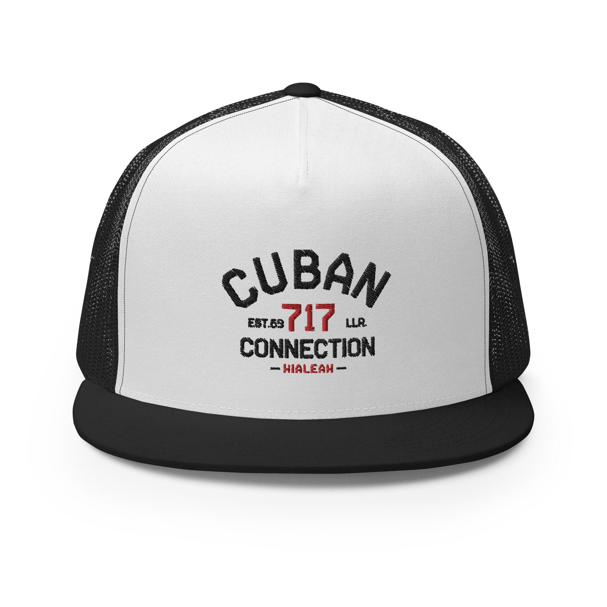 Clásico Black & Red Embroidered Logo Trucker Cap