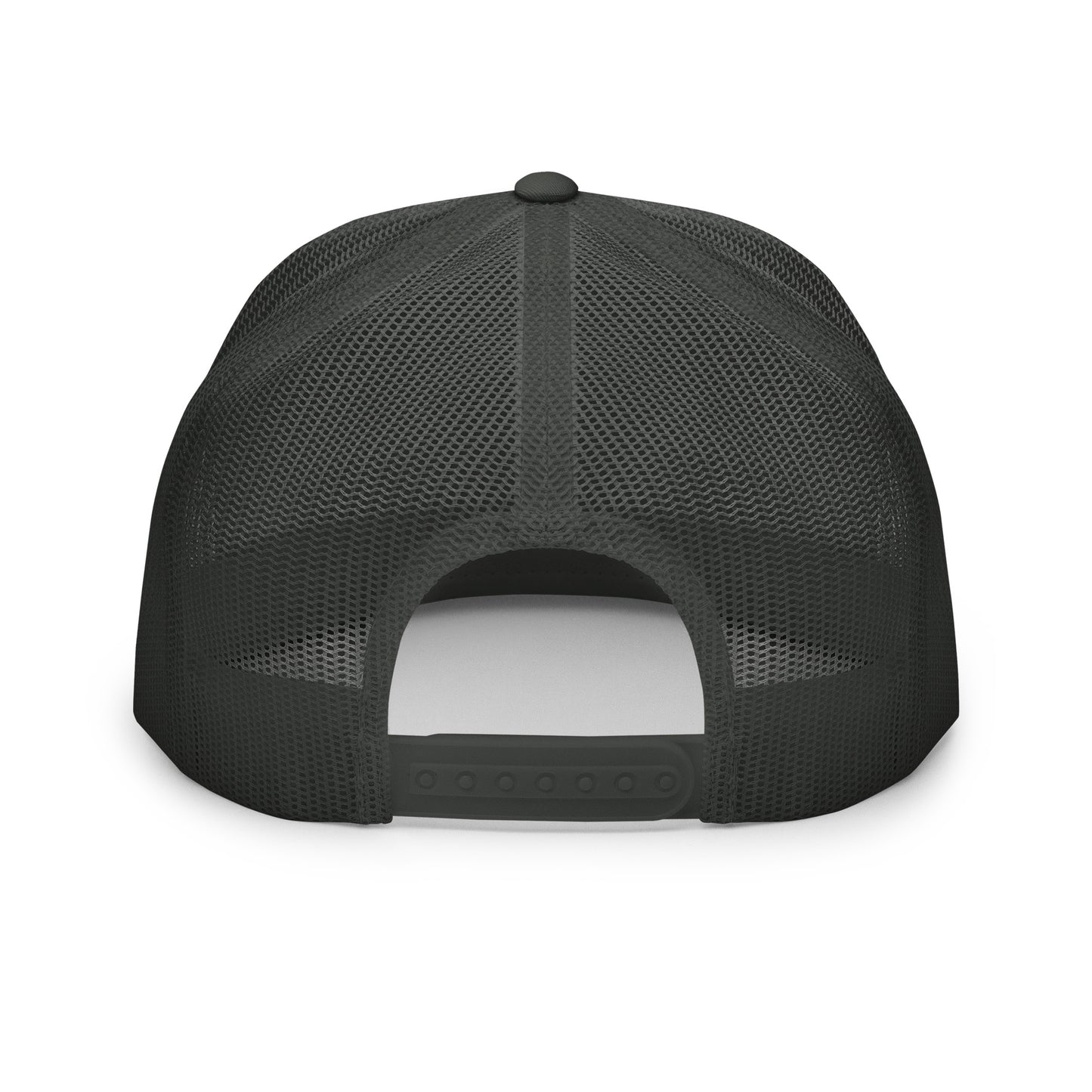 Clásico White & Red Embroidered Logo Trucker Cap