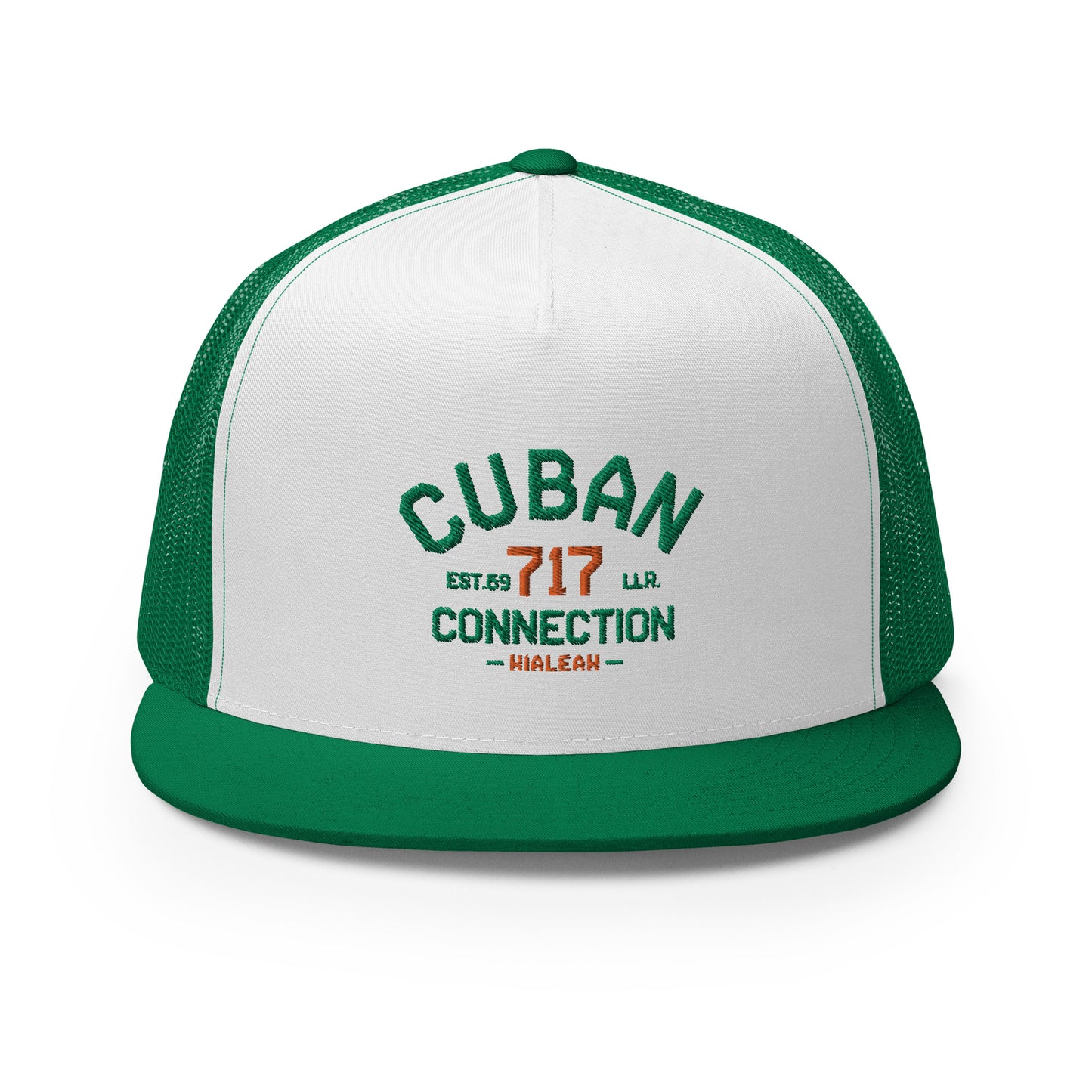 Clásico Green & Orange Embroidered Logo Trucker Cap