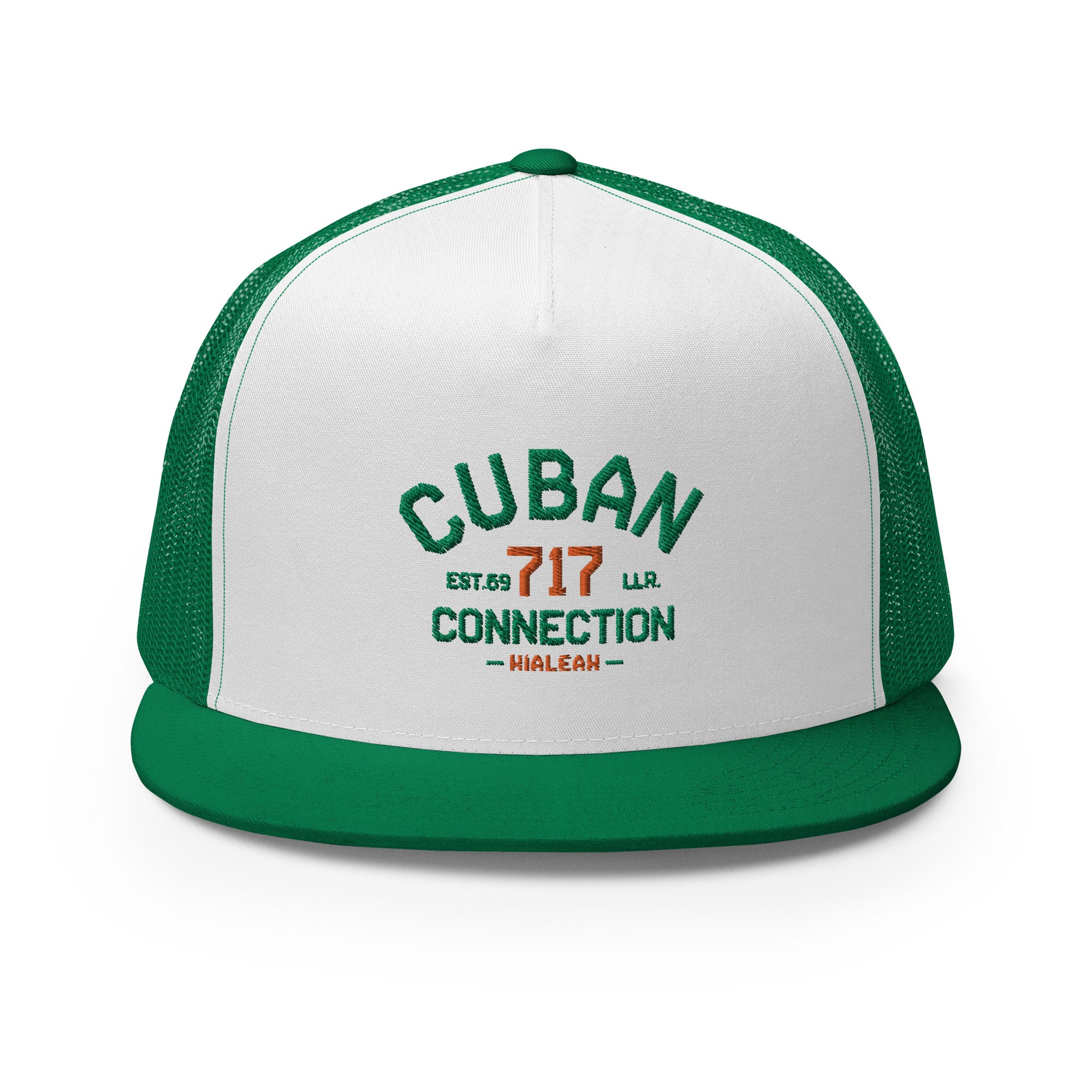 Clásico Green & Orange Embroidered Logo Trucker Cap