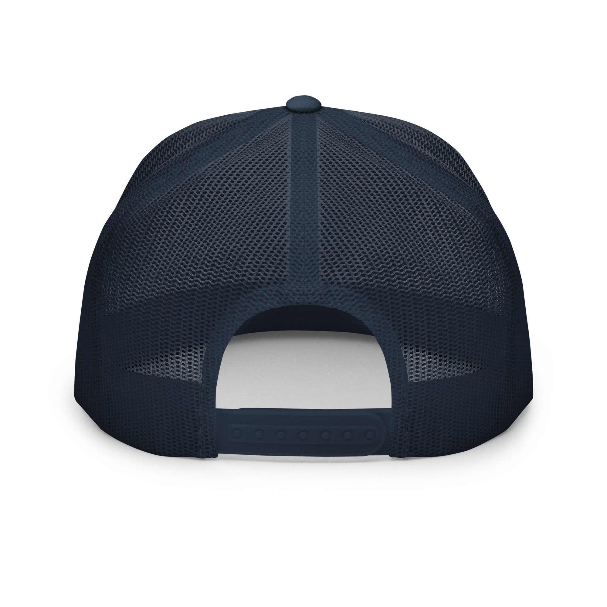 Clásico White & Red Embroidered Logo Trucker Cap
