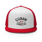 Clásico Black & Red Embroidered Logo Trucker Cap