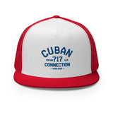 Clásico Navy Blue Embroidered Logo Trucker Cap