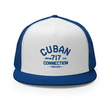 Clásico Navy Blue Embroidered Logo Trucker Cap
