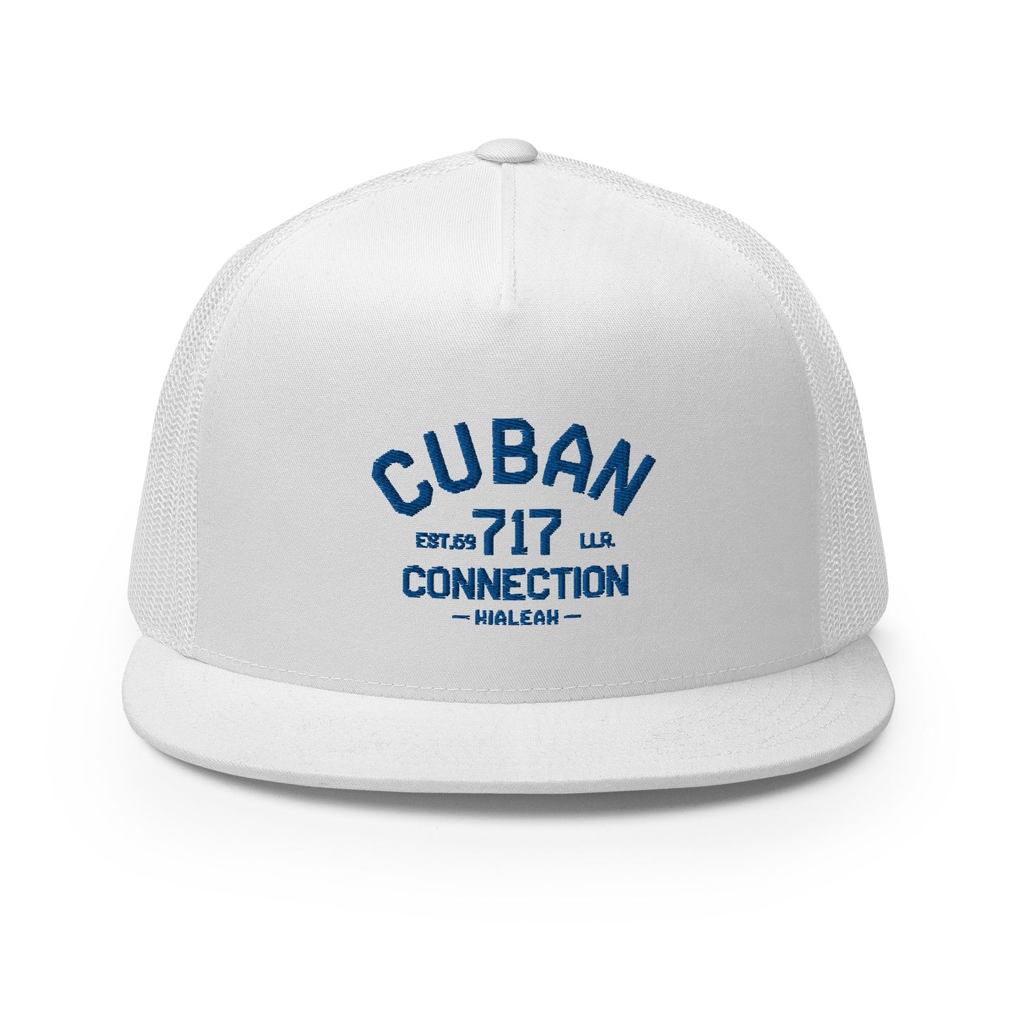 Clásico Navy Blue Embroidered Logo Trucker Cap
