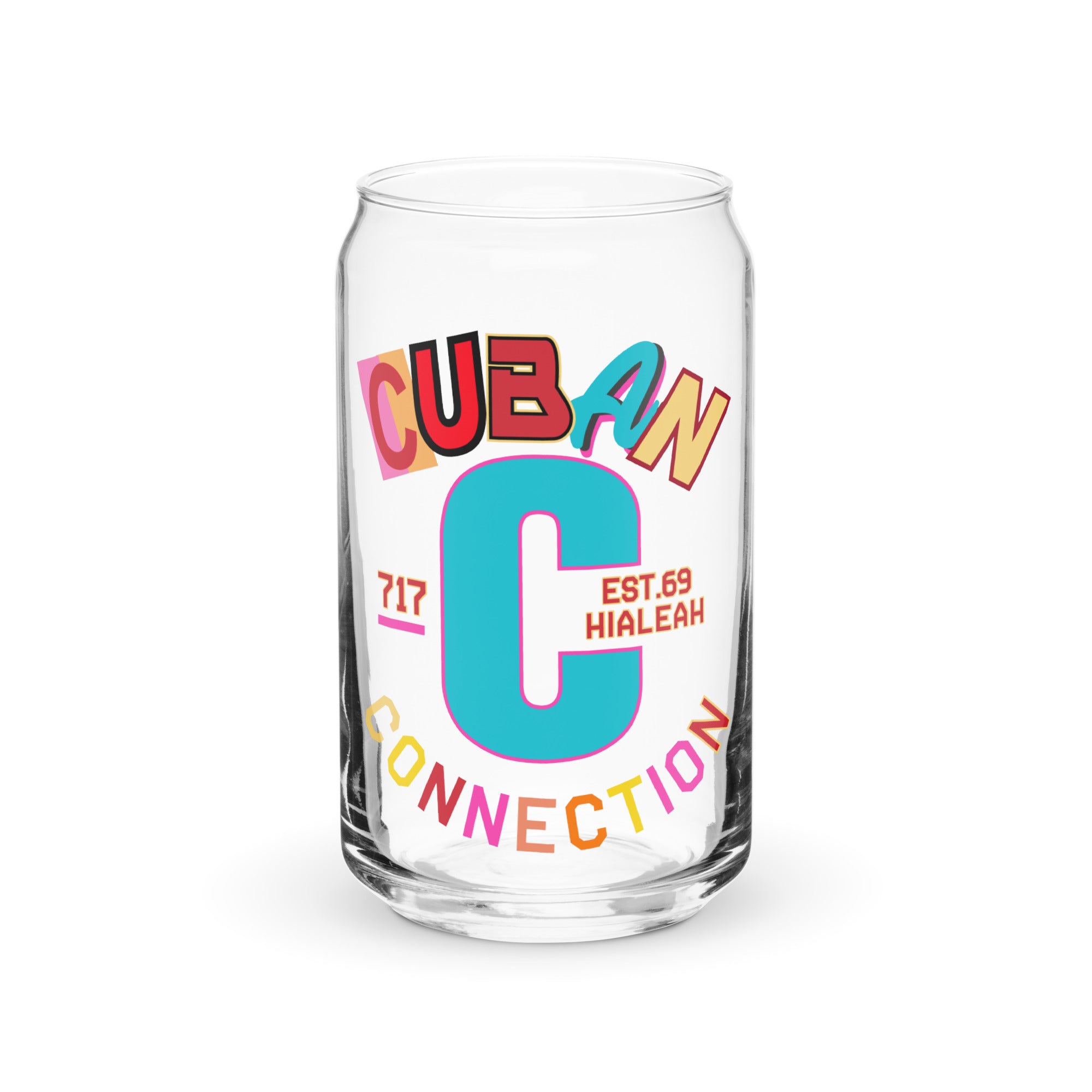 Clásico Neon Miami Logo Glass Cup