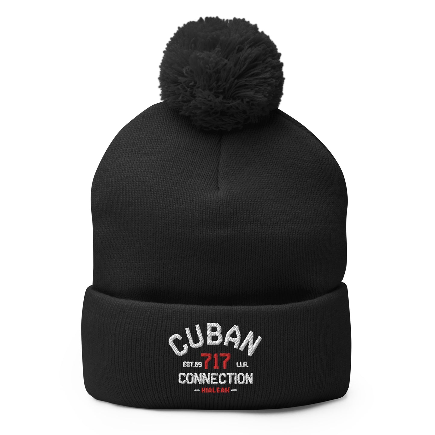 Clásico White & Red Logo Embroidered Bobble Beanie