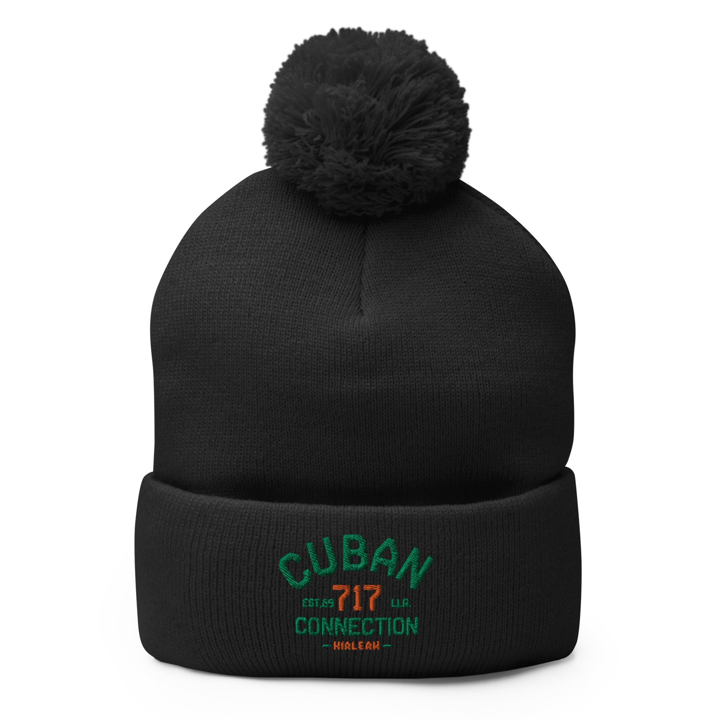 Clásico Green & Orange Logo Embroidered Bobble Beanie