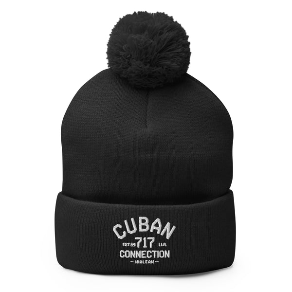 Clásico White Logo Embroidered Bobble Beanie