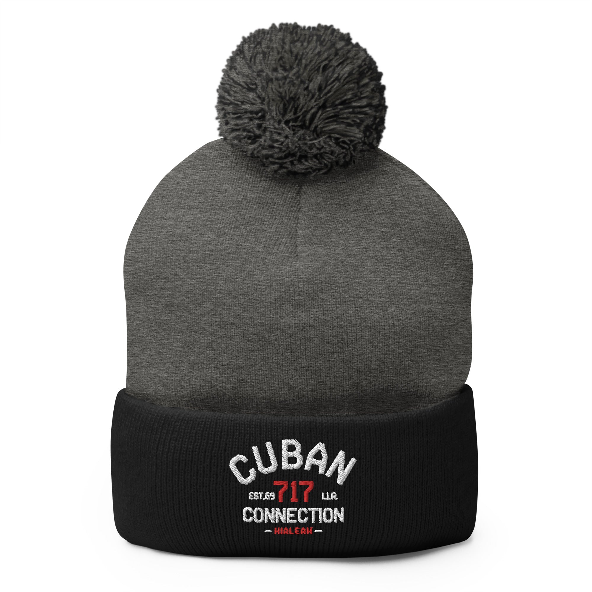 Clásico White & Red Logo Embroidered Bobble Beanie