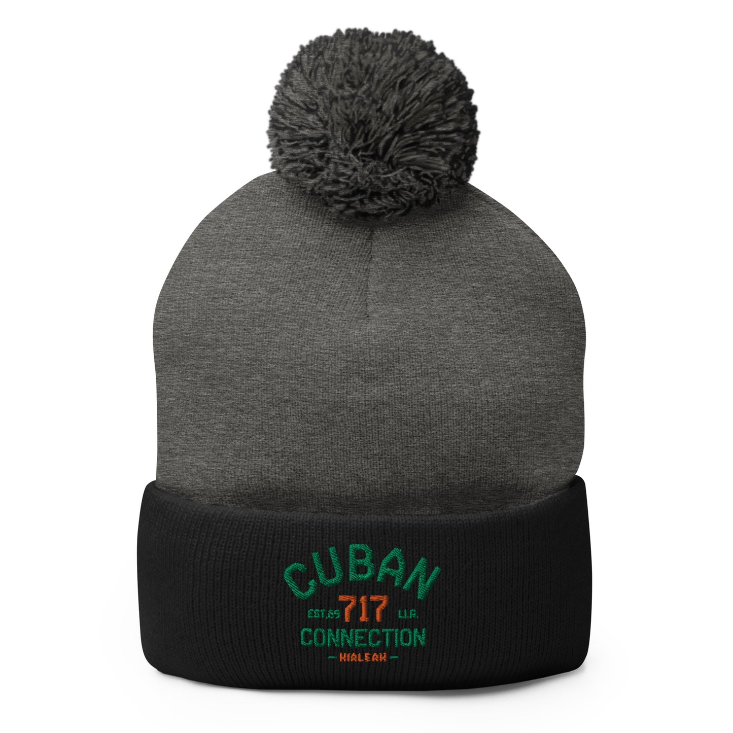 Clásico Green & Orange Logo Embroidered Bobble Beanie