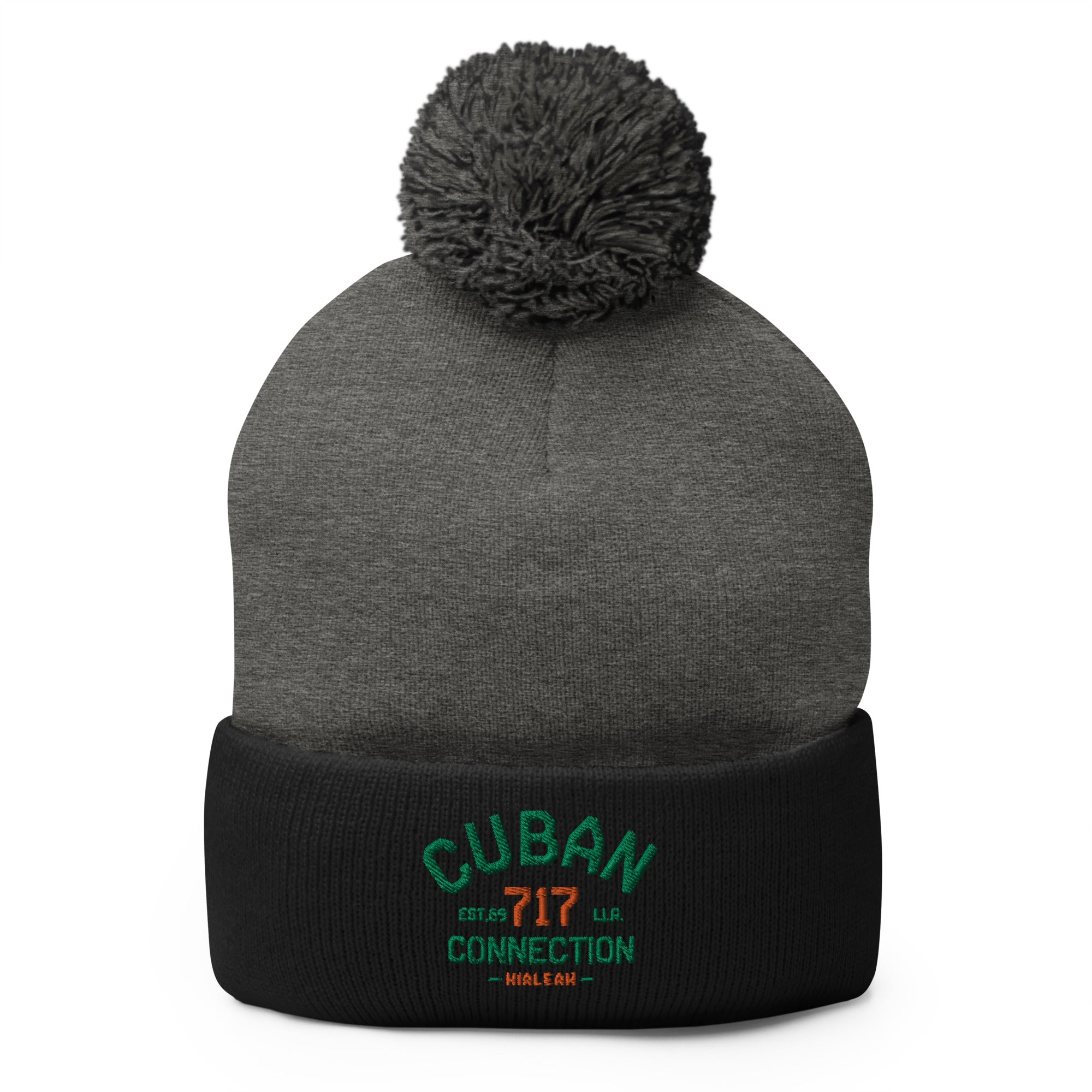 Clásico Green & Orange Logo Embroidered Bobble Beanie