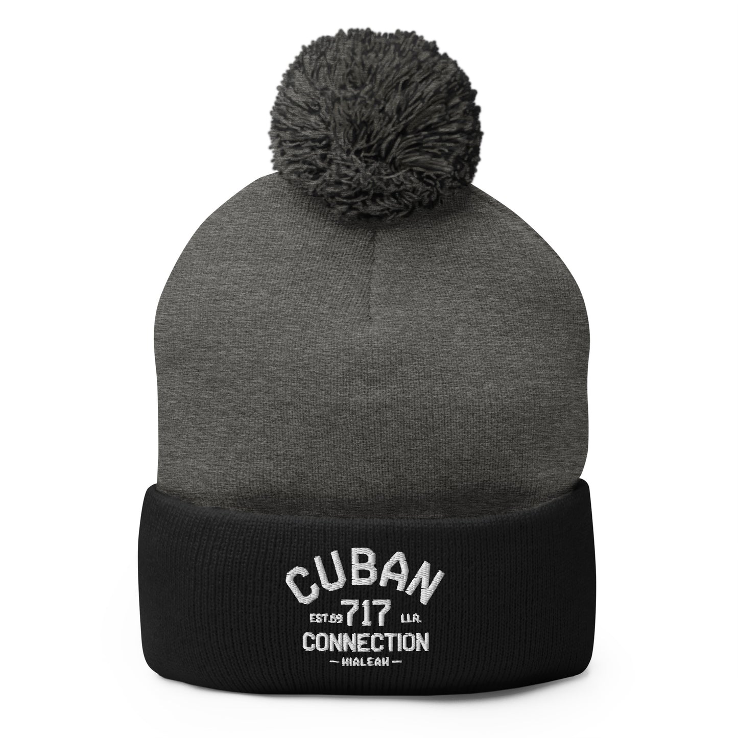 Clásico White Logo Embroidered Bobble Beanie