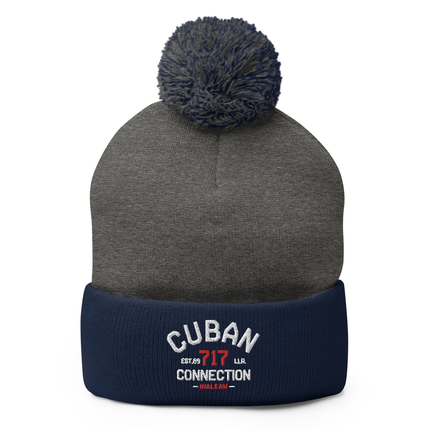 Clásico White & Red Logo Embroidered Bobble Beanie