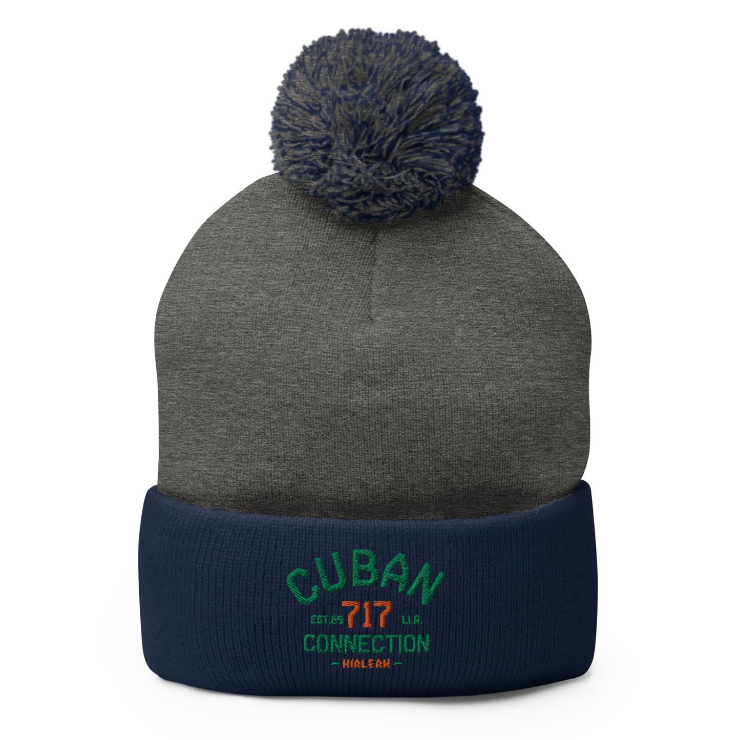 Clásico Green & Orange Logo Embroidered Bobble Beanie
