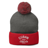 Clásico White Logo Embroidered Bobble Beanie
