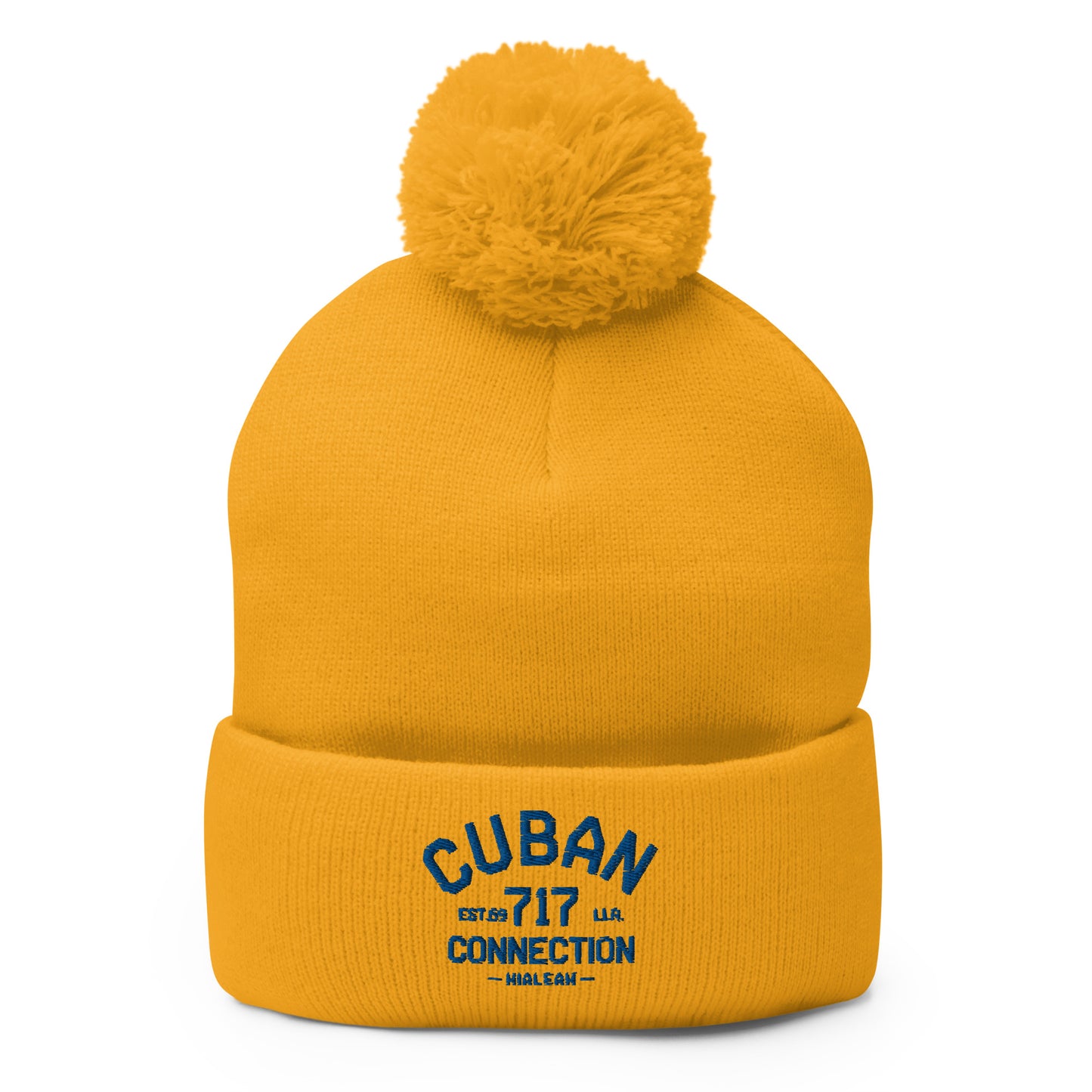 Clásico Blue Logo Embroidered Bobble Beanie