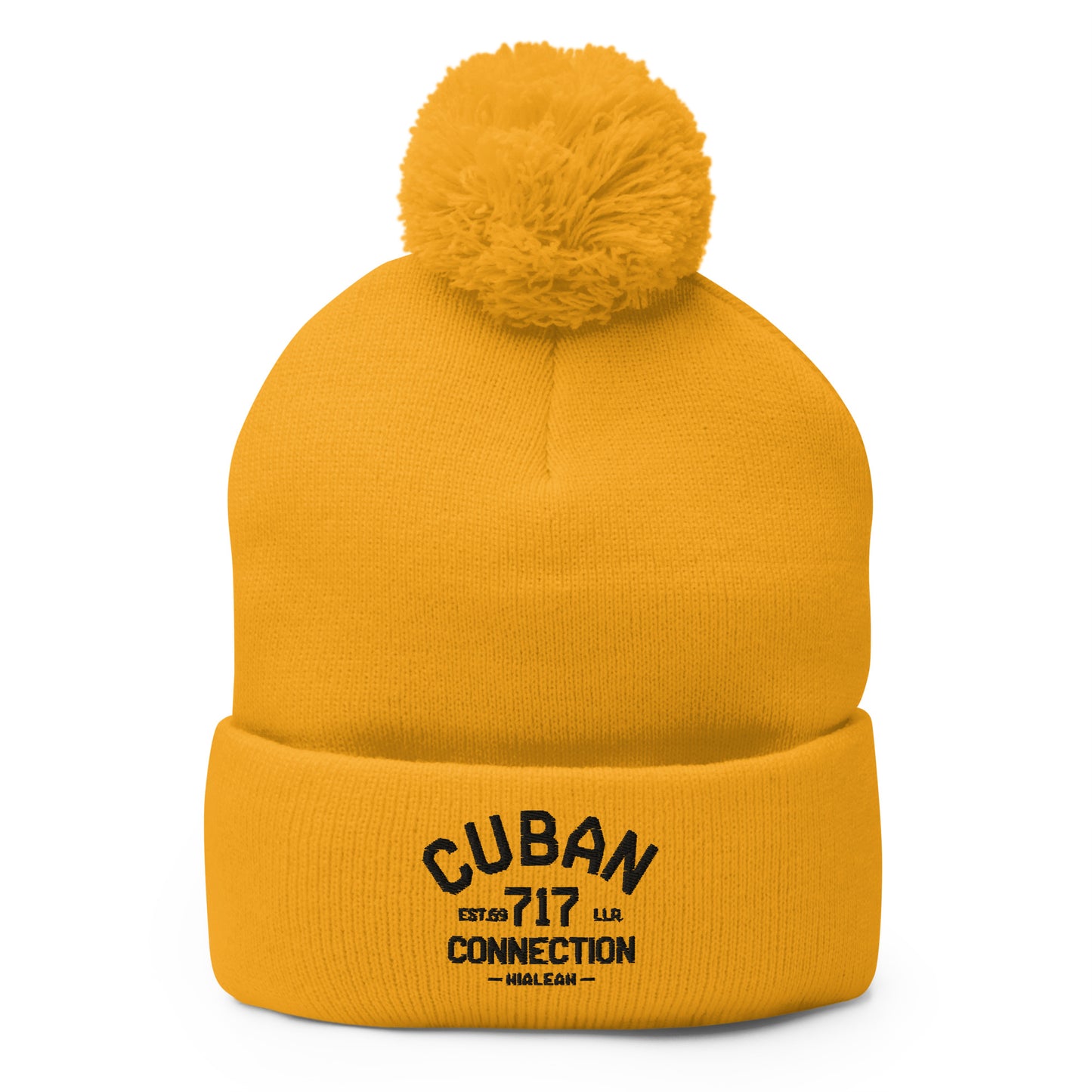 Clásico Black Logo Embroidered Bobble Beanie