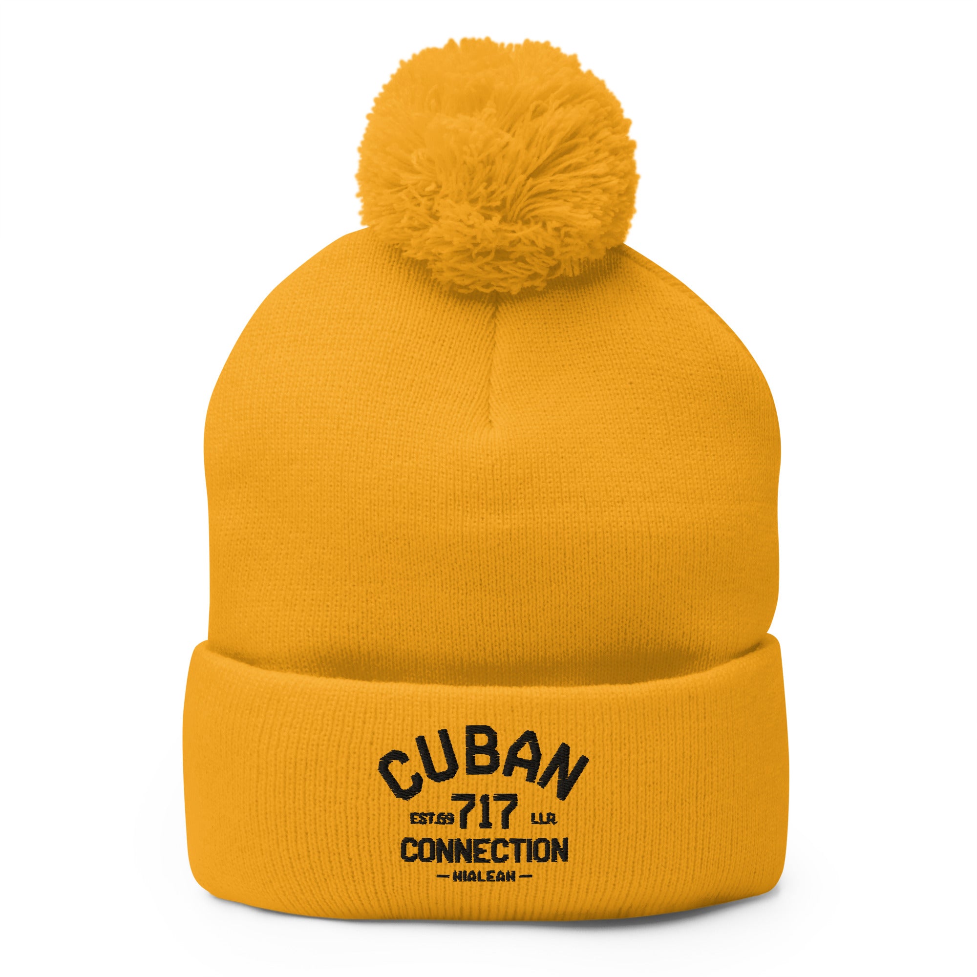 Clásico Black Logo Embroidered Bobble Beanie