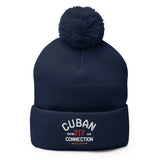 Clásico White & Red Logo Embroidered Bobble Beanie