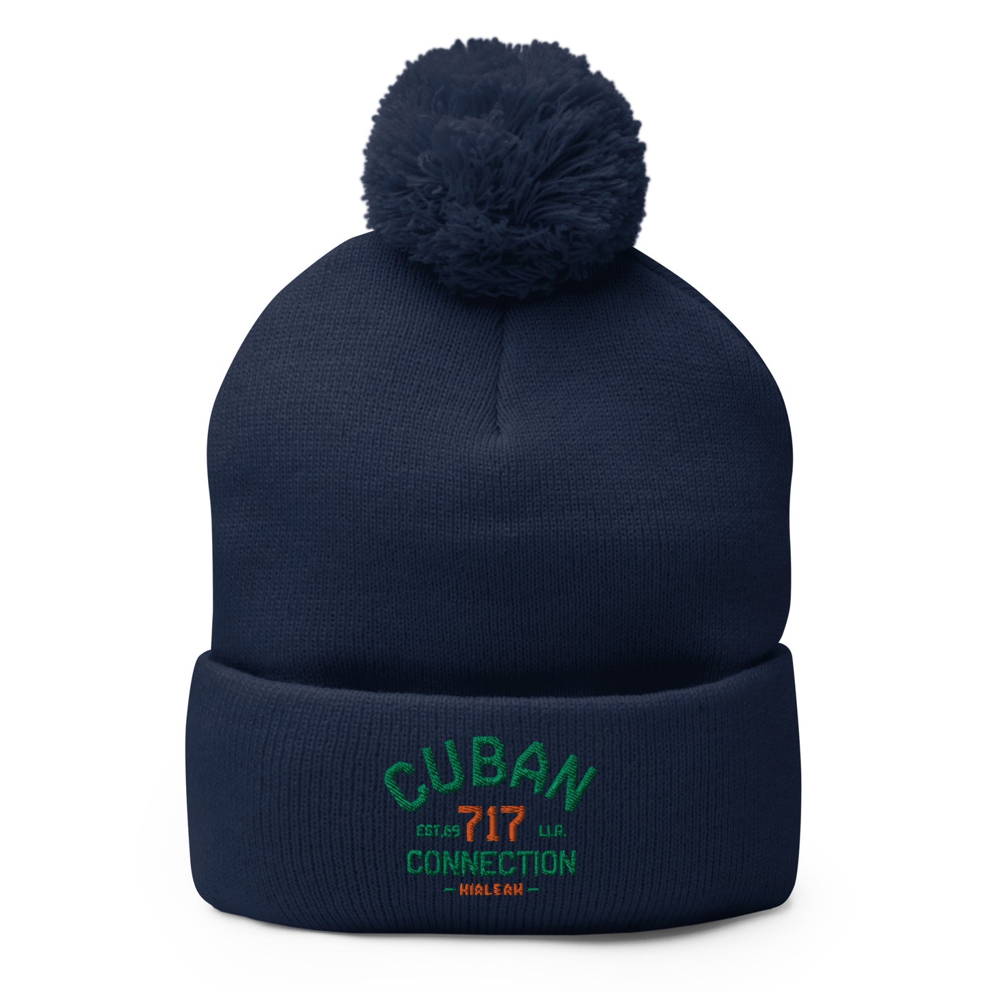 Clásico Green & Orange Logo Embroidered Bobble Beanie