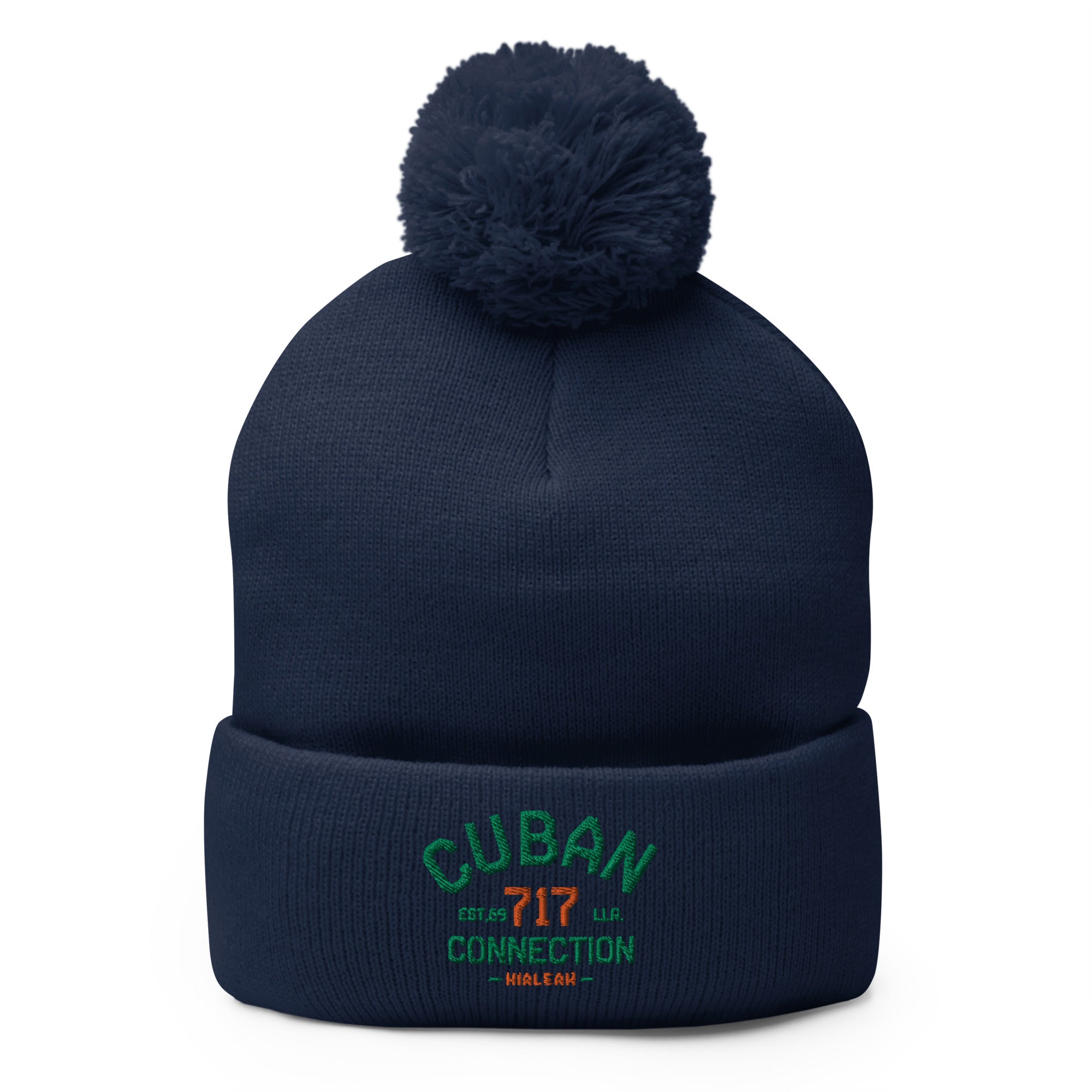 Clásico Green & Orange Logo Embroidered Bobble Beanie