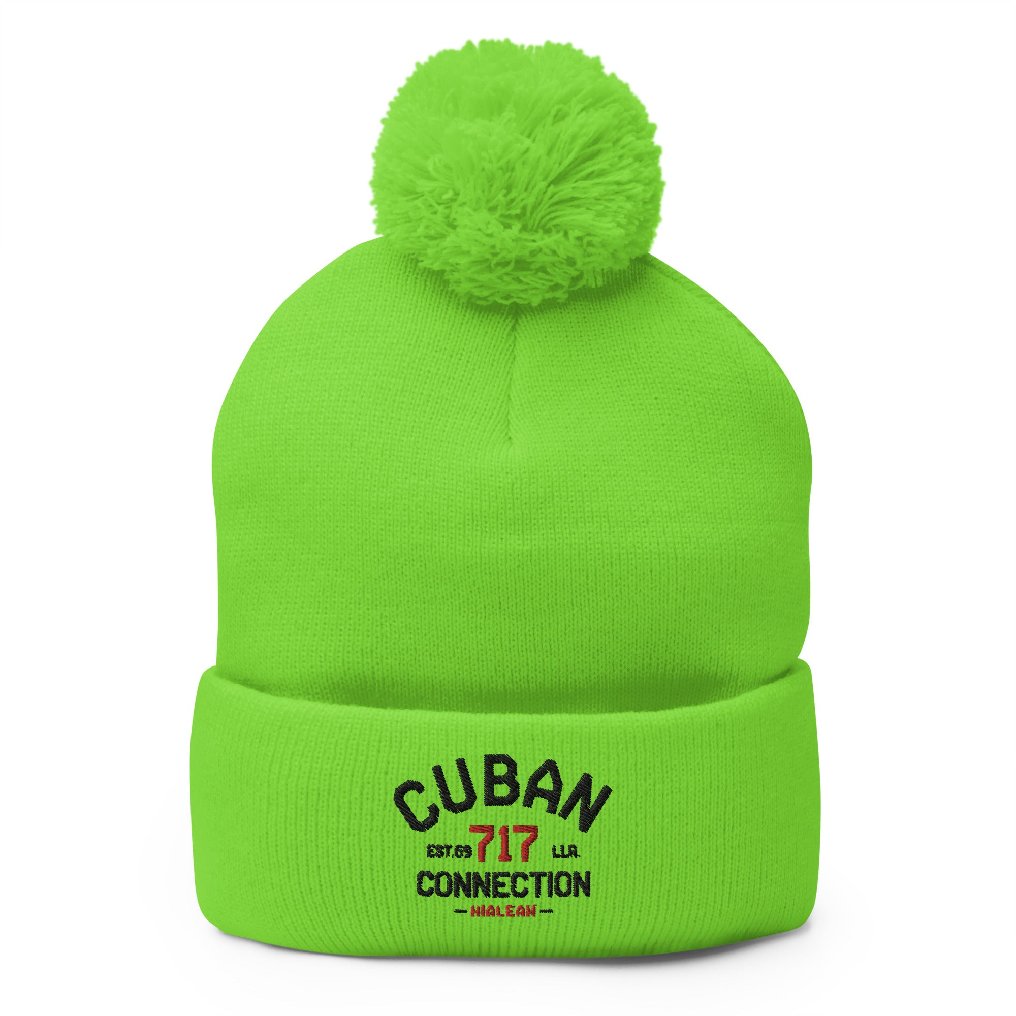 Clásico Black & Red Logo Embroidered Bobble Beanie