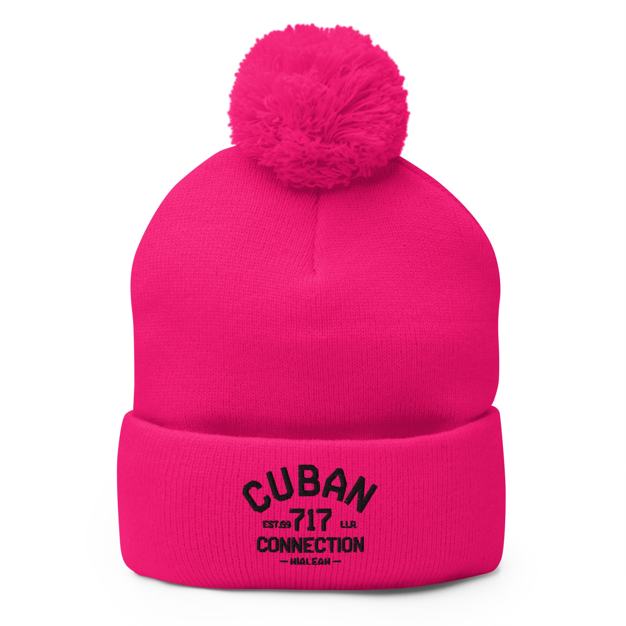 Clásico Black Logo Embroidered Bobble Beanie