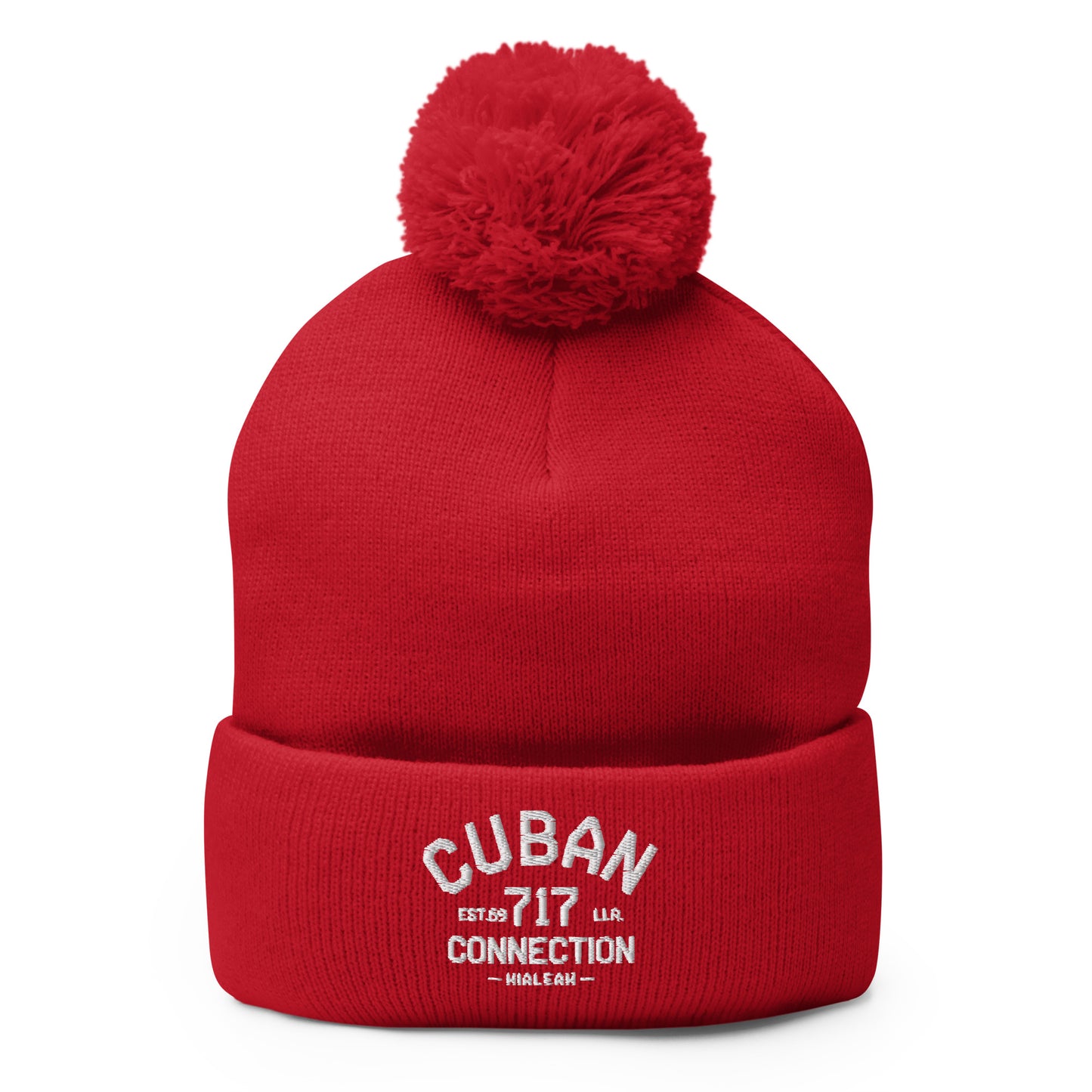Clásico White Logo Embroidered Bobble Beanie