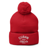 Clásico White Logo Embroidered Bobble Beanie