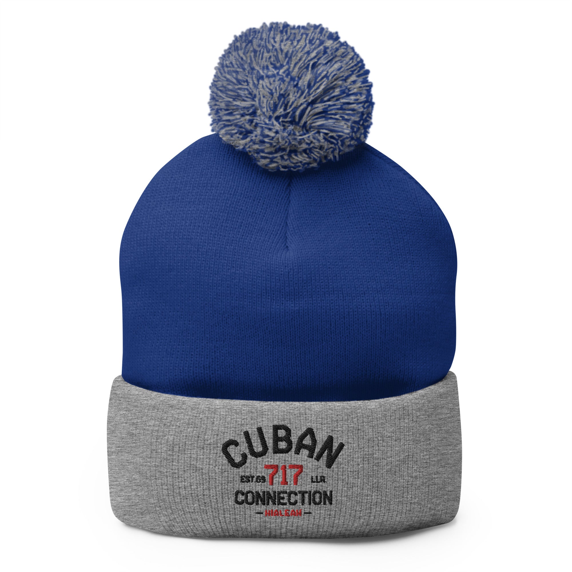 Clásico Black & Red Logo Embroidered Bobble Beanie