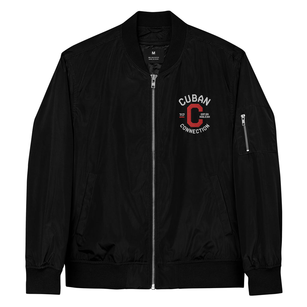 Clásico White & Red Embroidered Bomber Jacket