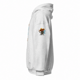 Spanish Fly hoodie Ash left-side view with fly-only Pepito sleeve print