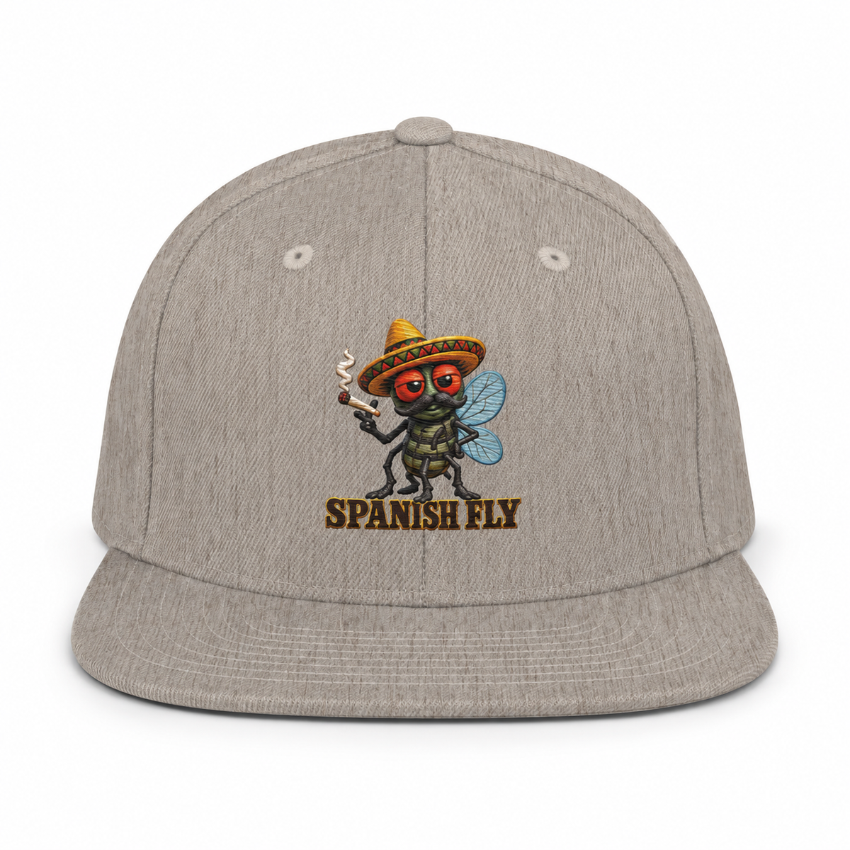 Spanish Fly gray snapback hat only on white background