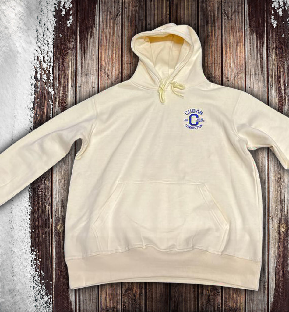 Limited Edition Cream & Blue OG Logo Embroidered Hoodie