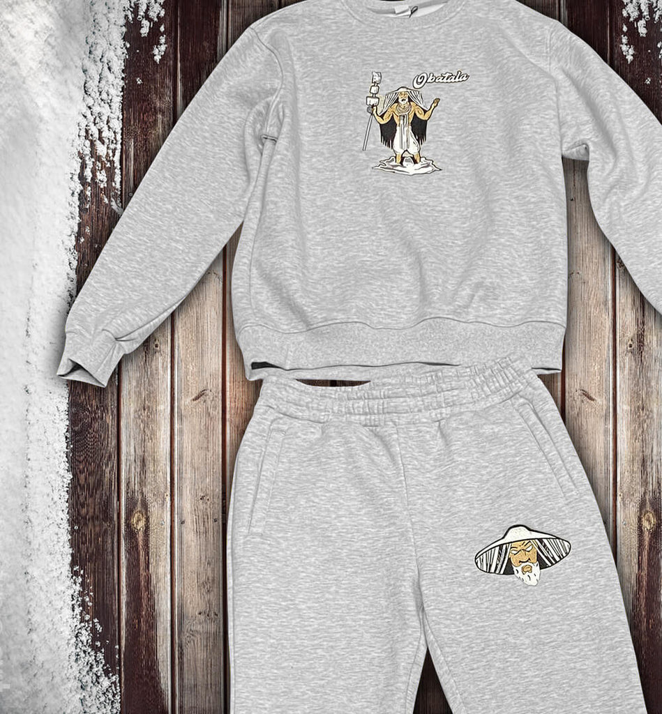 Orisha Crew Sweatsuit Grey with Obatalá Artwork