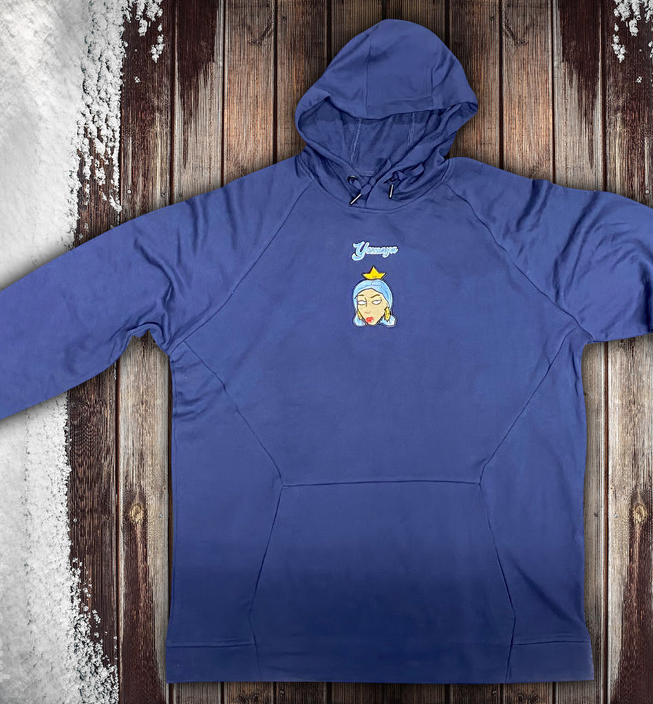 Orisha Pullover Hoodie Sweater Navy Blue with Yemaya Artwork