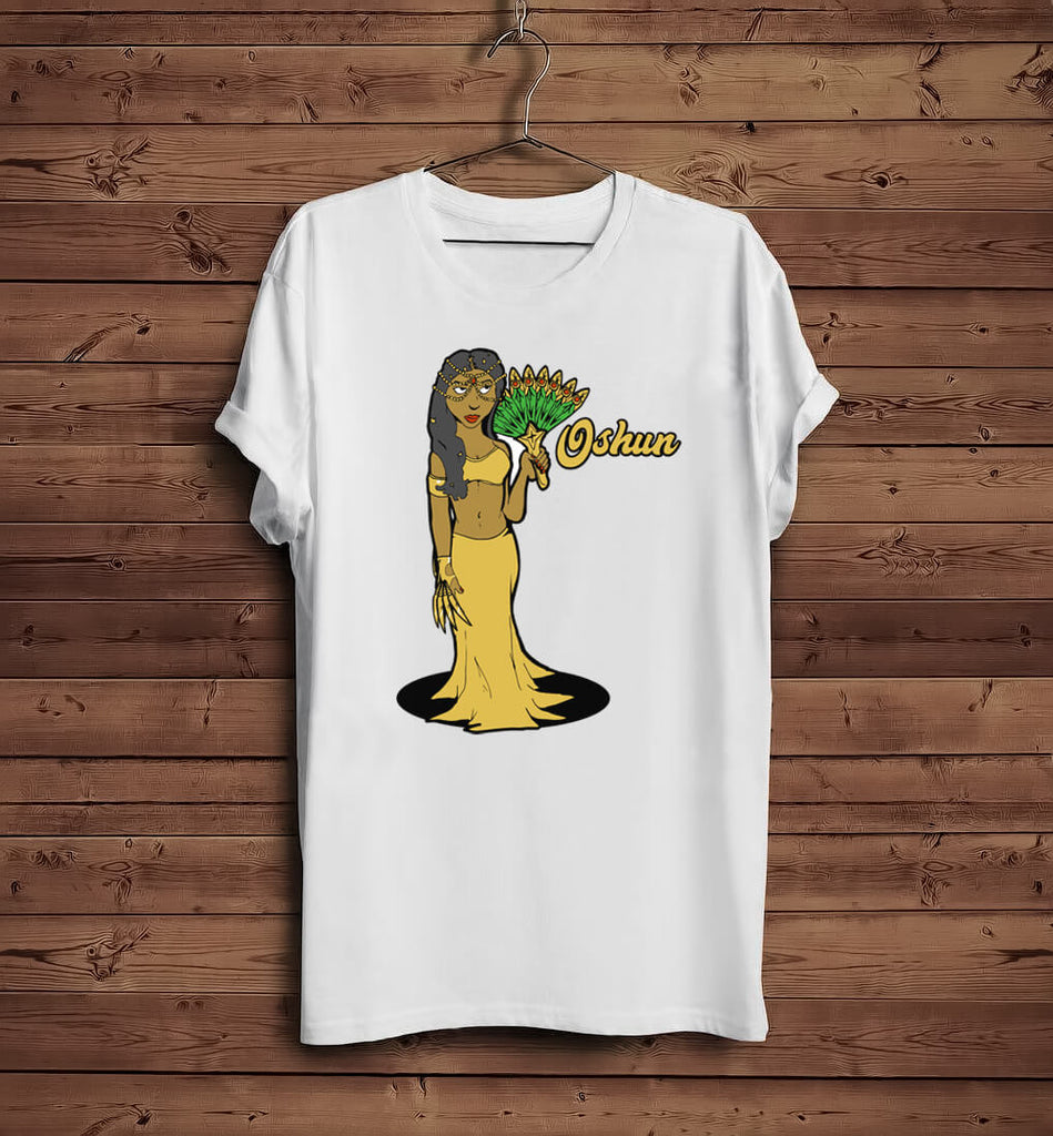 Orisha White T-Shirt with Oshun Artwork
