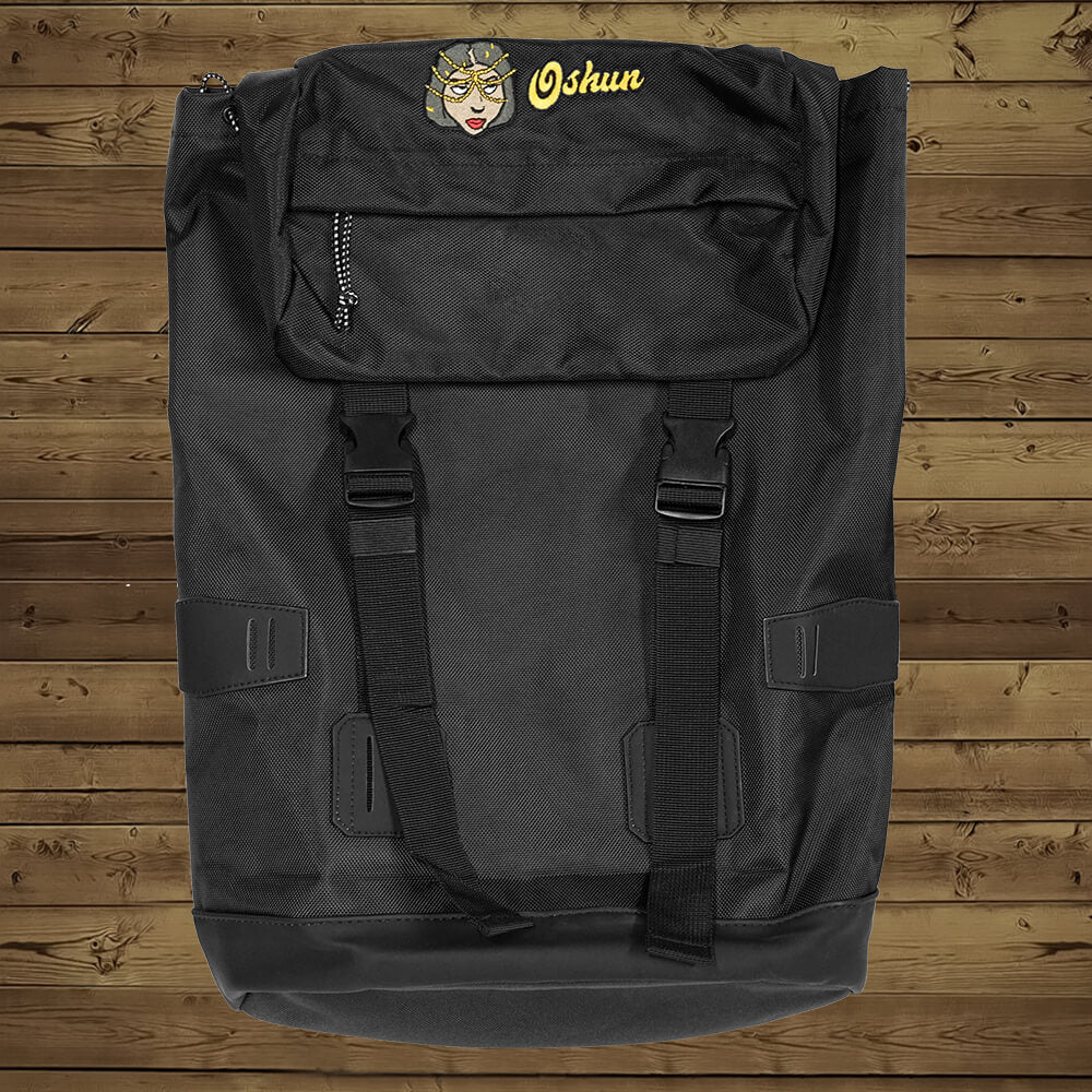 Orisha Black Canvas Backpack with Oshun Artwork