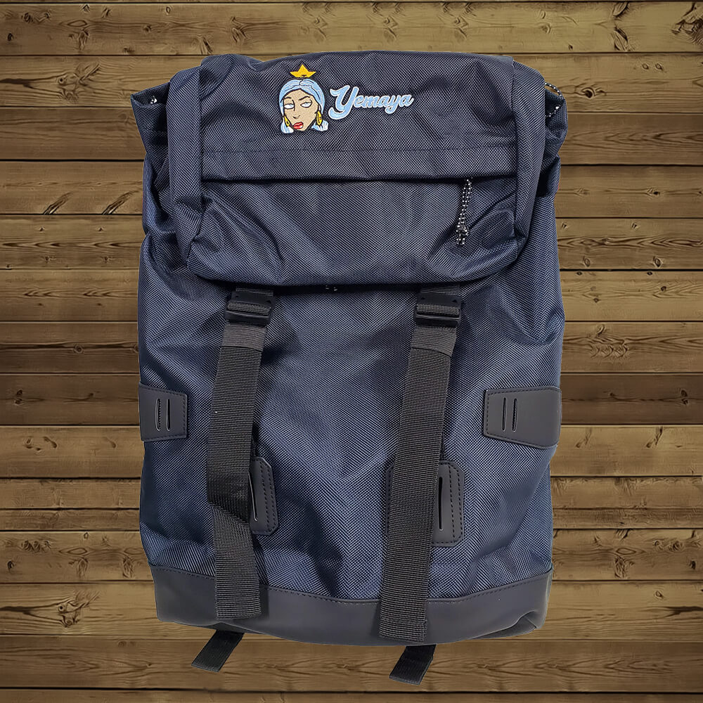 Orisha Navy Blue Canvas Backpack with Yemaya Artwork