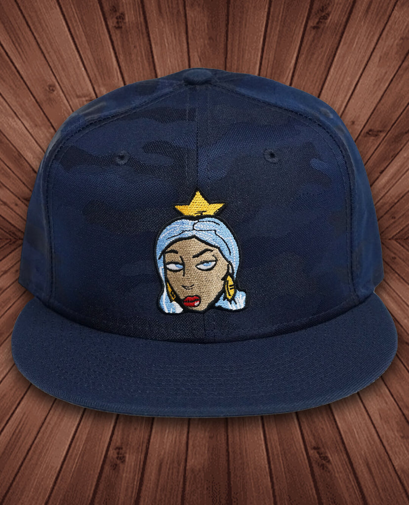 Orisha Blue Camo Hat with Yemaya Artwork